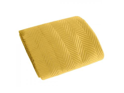 Zamatový prehoz na posteľ s geometrickým vzorom - Sofia, žltý
